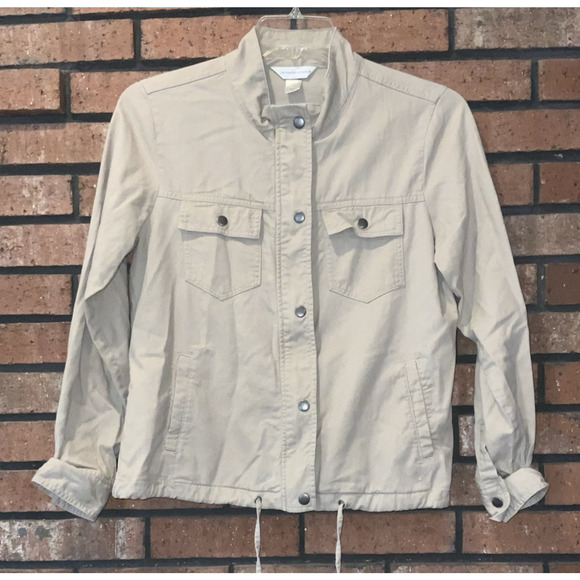 Christopher & Banks Womens Tan Jacket With Drawstrings Size S - Picture 2 of 5